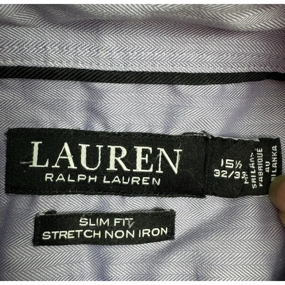 Lauren Ralph Lauren Dress Shirt Mens 15.5 32/33 Purple Slim Fit Stretch Non Iron